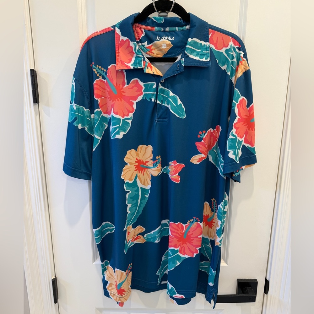 Chubbies Men's Tropical Polo Shirt - Blue and Red